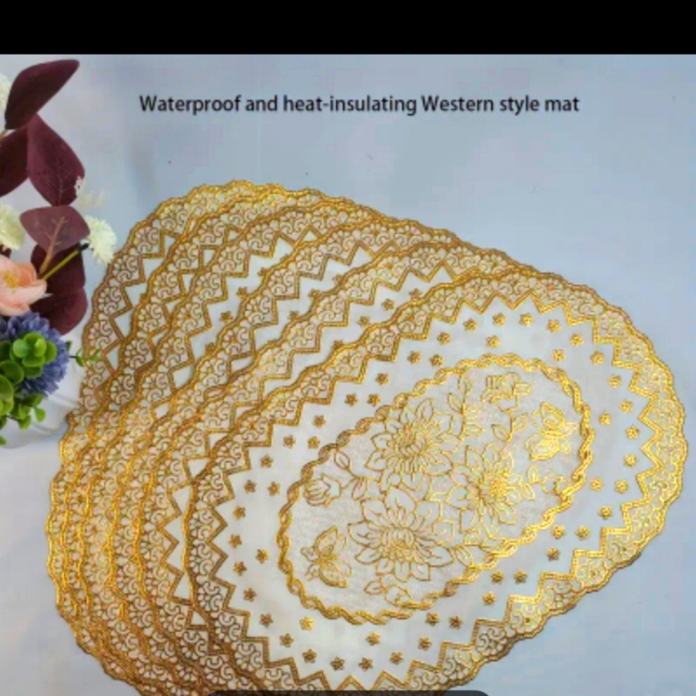 Elegant Gold Lace Table Mats - Set of 4